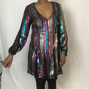 COPY - Multi Color Long Sleeve Sequin Dress